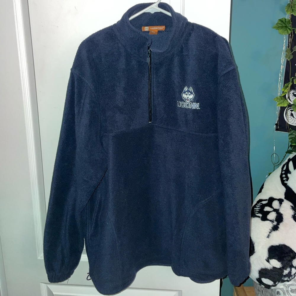 Authentic UCONN Navy Blue Fleece Quarter Zip Sweater Unisex